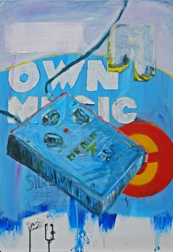 Big Muff, mixed media collage